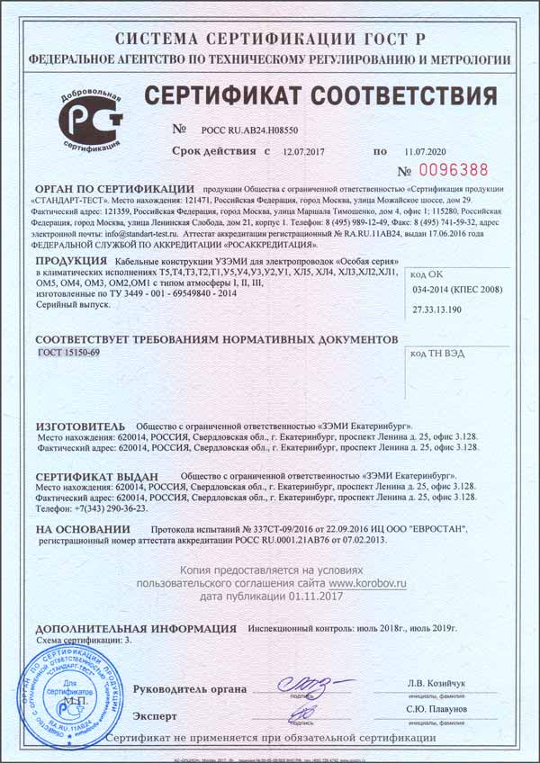 Климатический сертификат на Особую серию